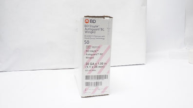 BD 382633 Autoguard BC Winged Shielded I.V. Cath. 20GA x 1.00in. - Box of 50